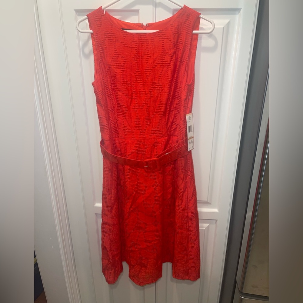 NWT JONES NEW YORK RED PEPPER BELTED WOMENS LINED DRESS 2